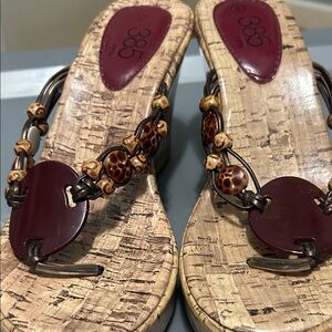 385 Fifth Brown Beaded Cork Heels